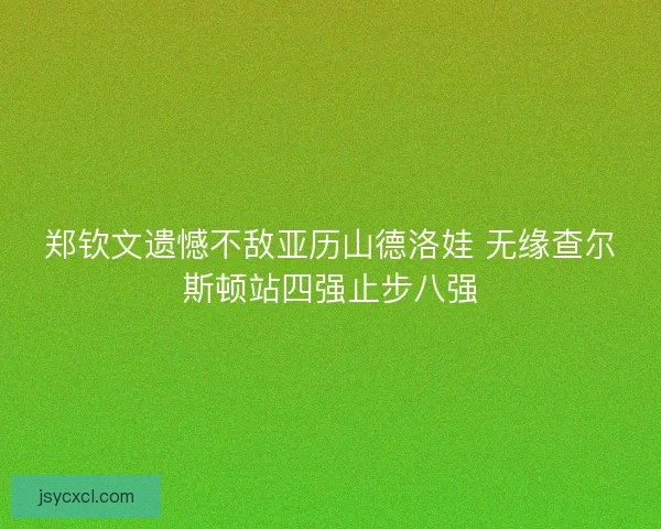 郑钦文遗憾不敌亚历山德洛娃 无缘查尔斯顿站四强止步八强