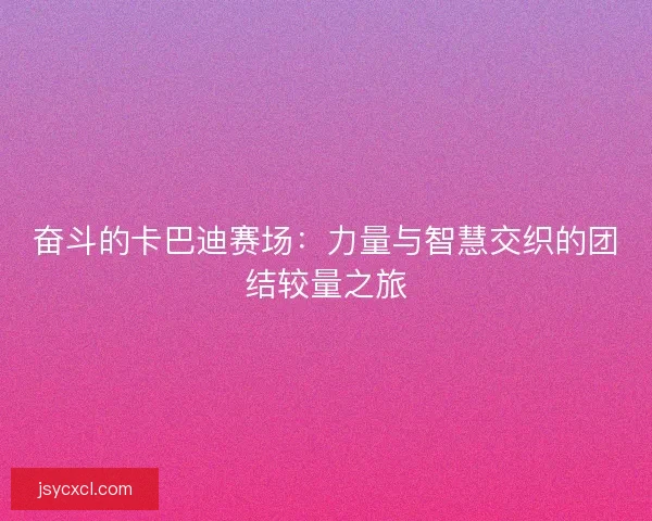 奋斗的卡巴迪赛场：力量与智慧交织的团结较量之旅