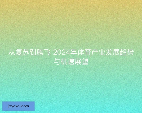 从复苏到腾飞 2024年体育产业发展趋势与机遇展望 从复苏到腾飞 2024年体育产业发展趋势与机遇展望